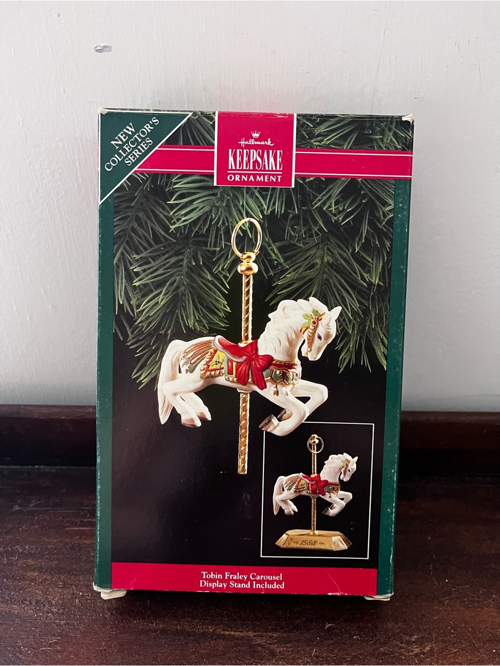1992 Hallmark Keepsake White and Red Carousel Horse Ornament